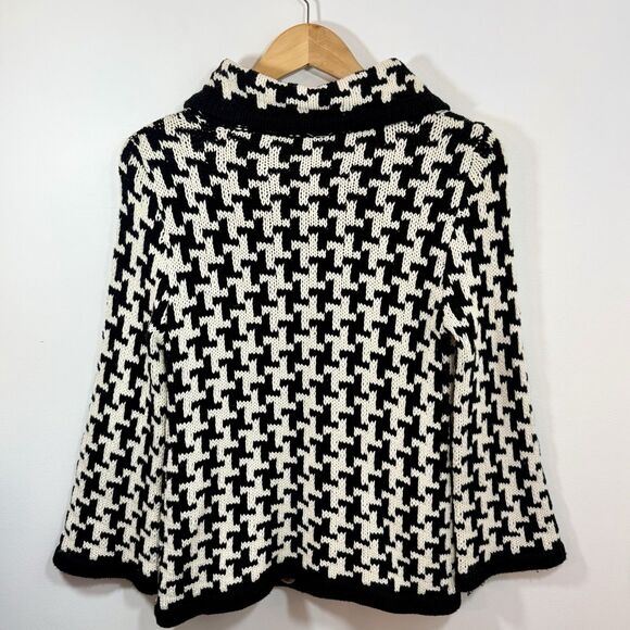 525 America Cardigan Sweater S Black And White Houndstooth Large Button Down - Picture 2 of 14